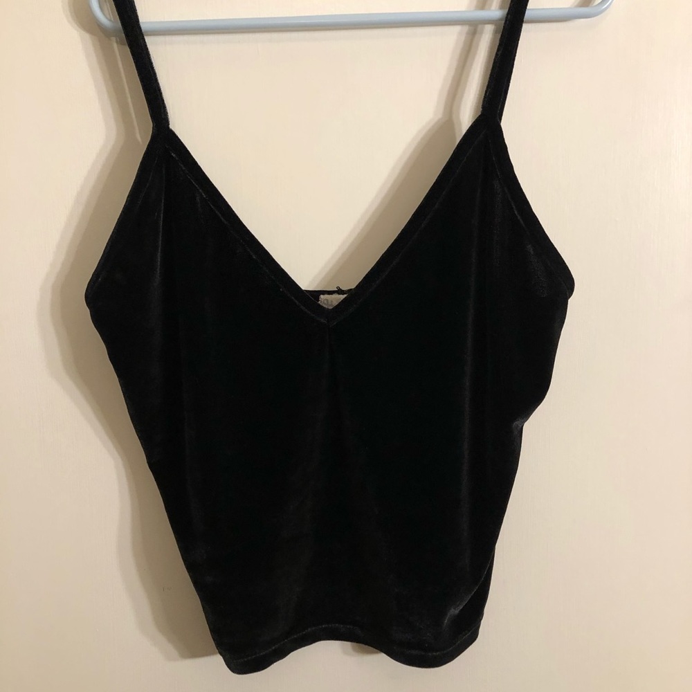 Black Velvet crop top tank John Galt